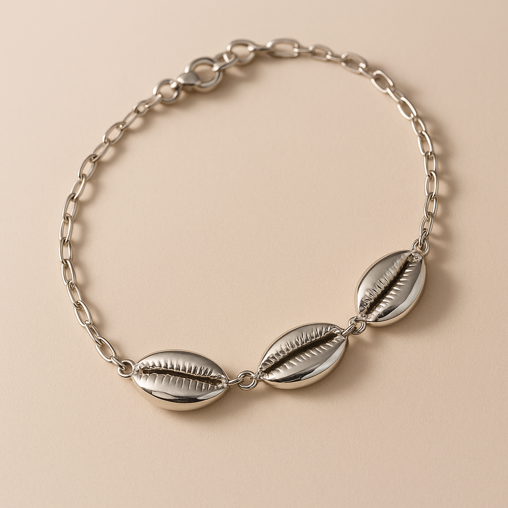 Pulseira Prateada de Búzios