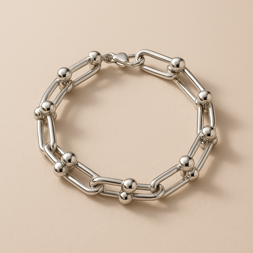 Pulseira Prateada Corrente Elos Largos