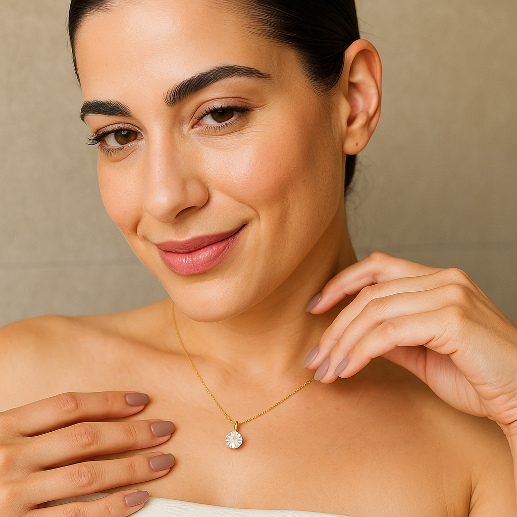 Colar Lumi Dourado Ponto de Luz em Zircônia