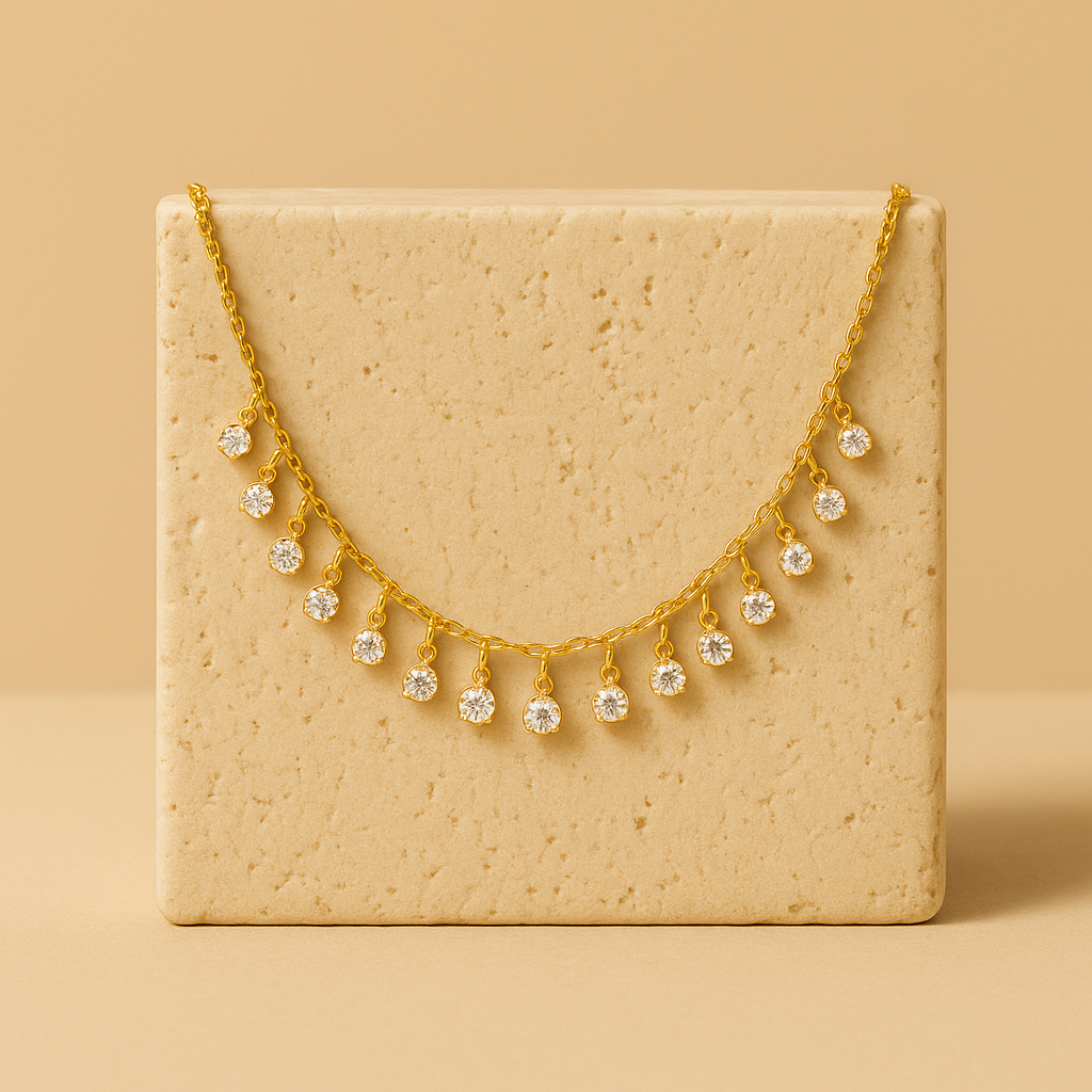 Chocker Lumière Dourada com Pontos de Luz e Extensor