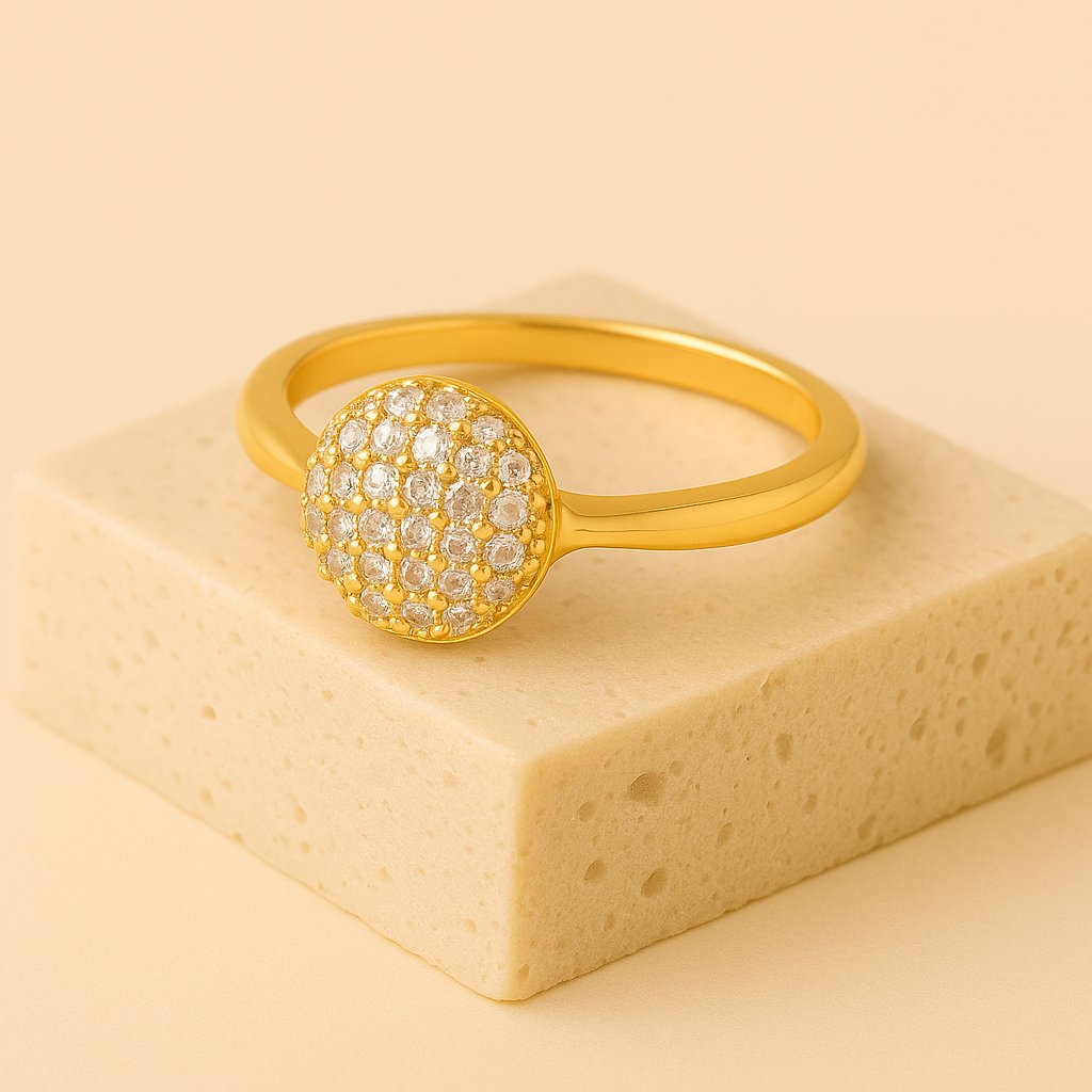 Anel Éclat Chuveirinho Dourado Cravejado de Zircônia