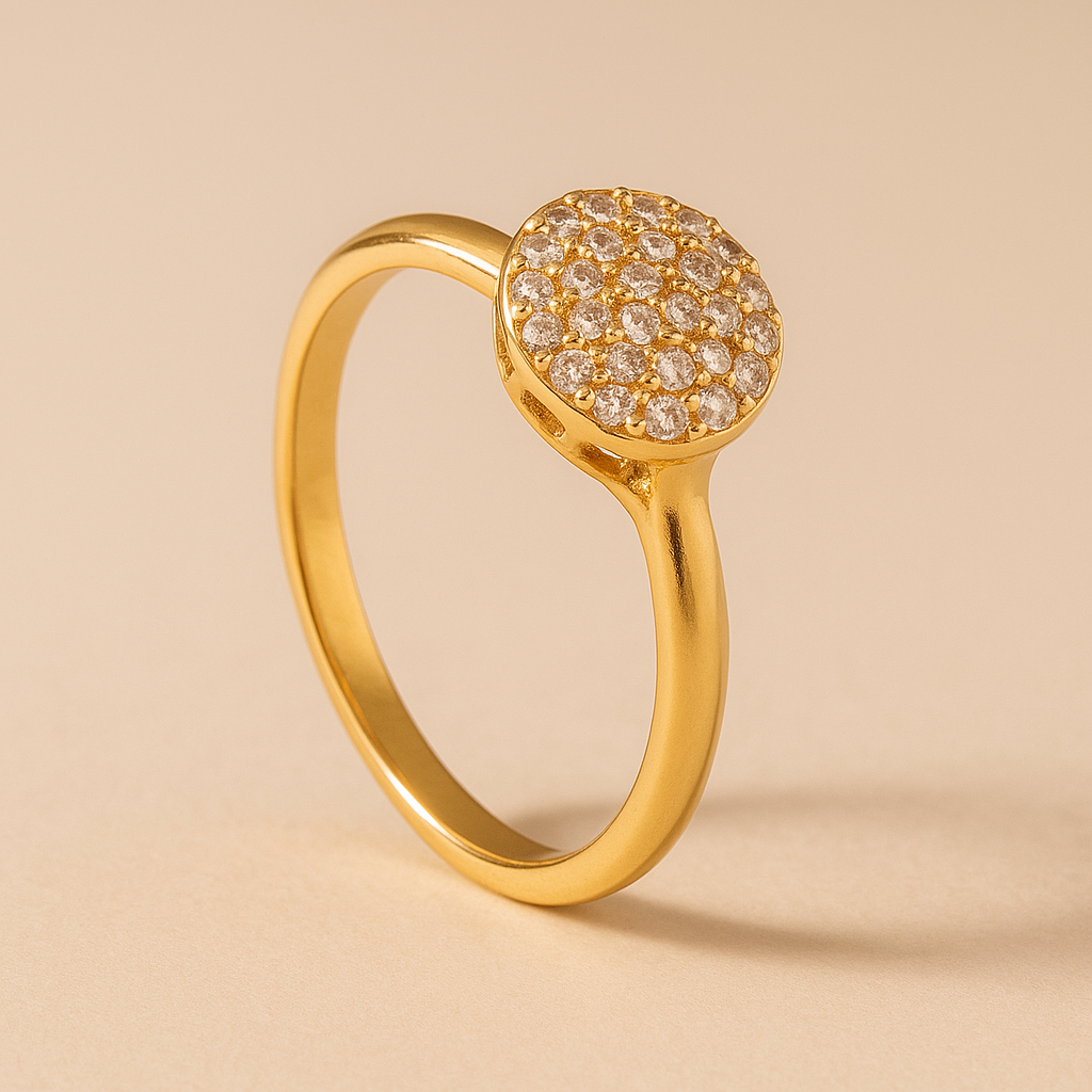 Anel Éclat Chuveirinho Dourado Cravejado de Zircônia