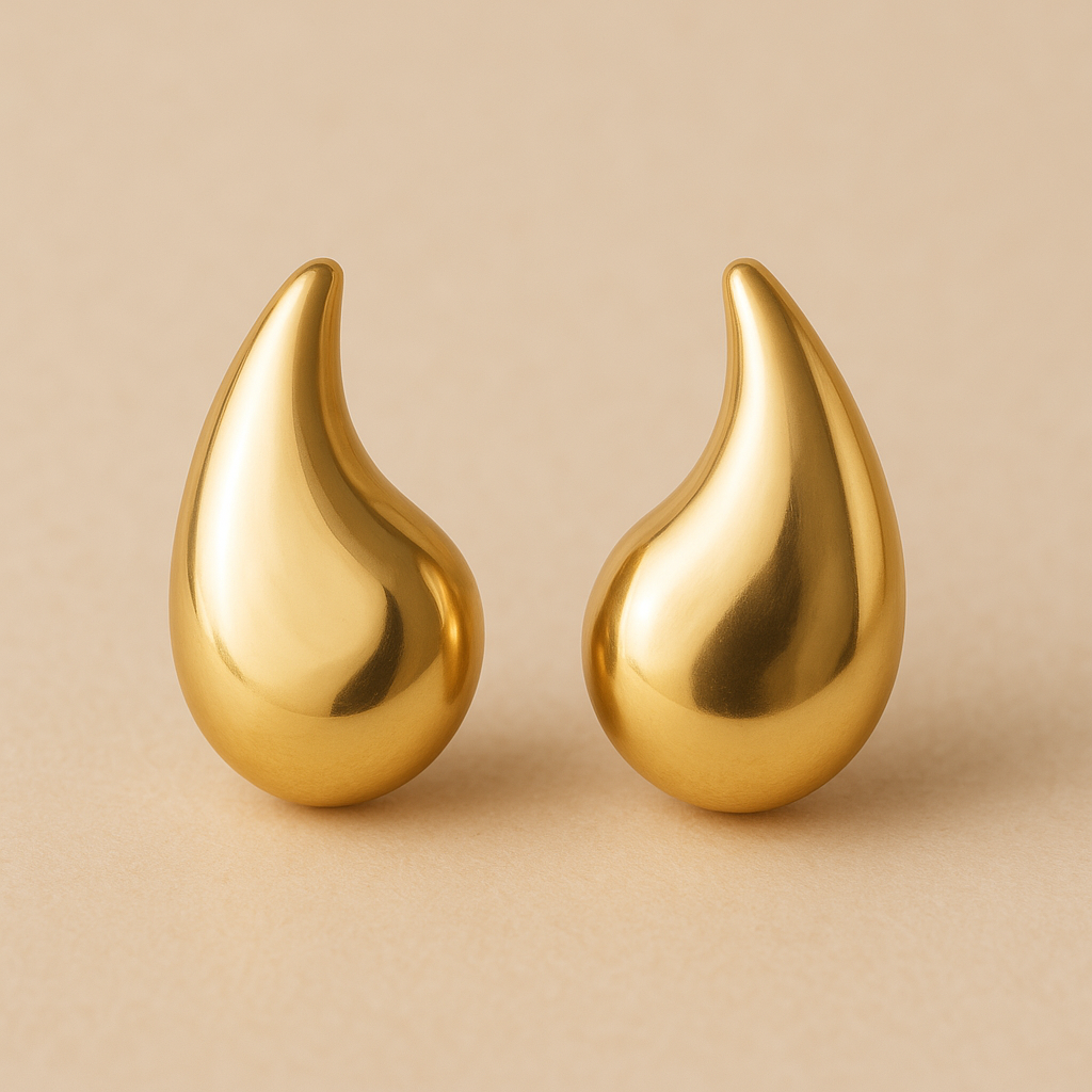 Brinco Dourado Gota Curvada Grande