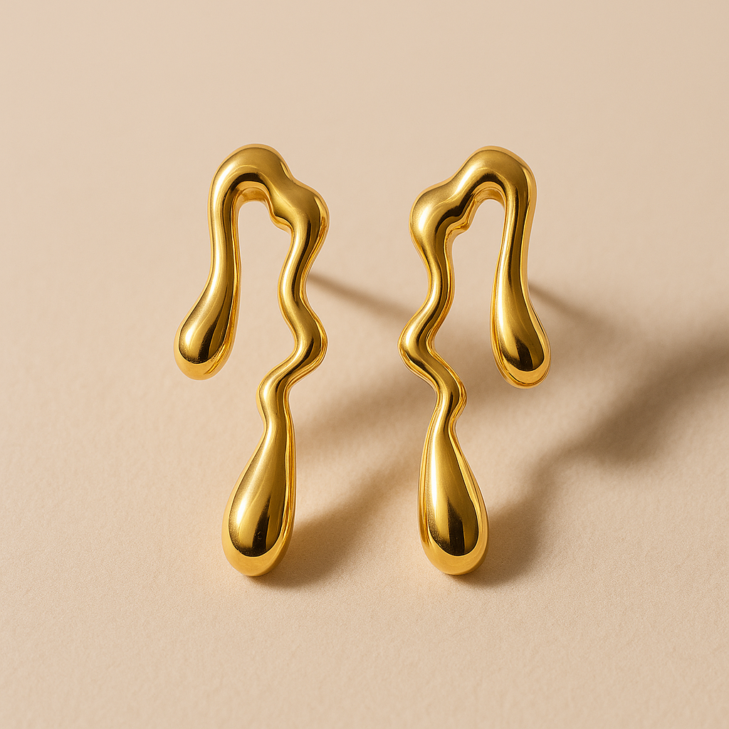 Brinco Dourado Orgânico de Gota