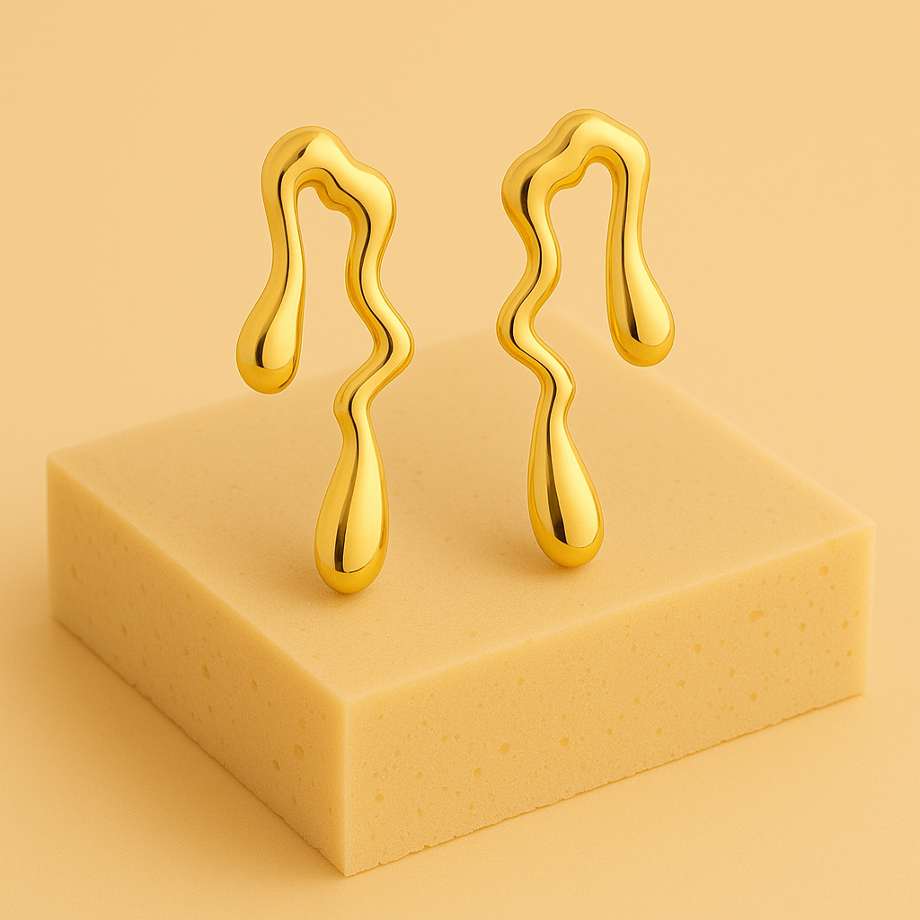 Brinco Dourado Orgânico de Gota