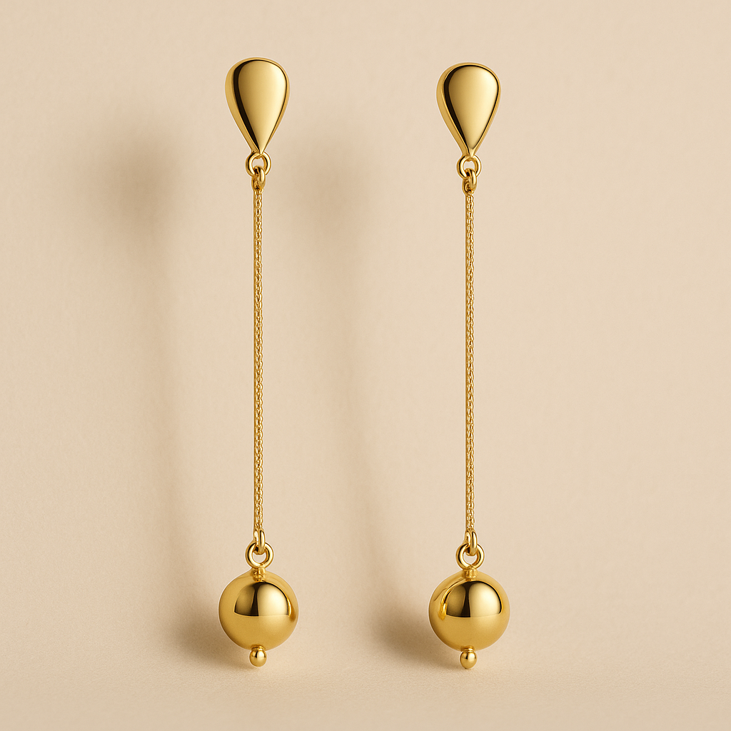 Brinco Aria Dourado com Corrente e Esfera