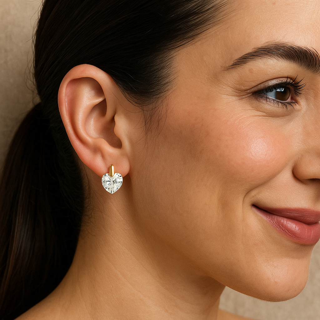 Brinco Rebeca de Coração Dourado com Zircônia