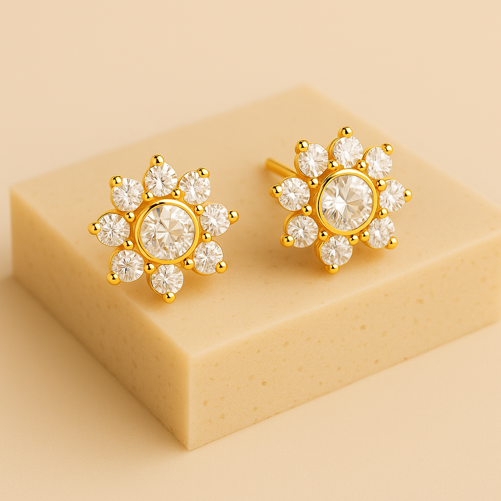 Brinco Glamour Dourado com Pedras de Zircônia
