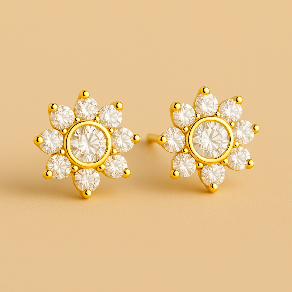 Brinco Glamour Dourado com Pedras de Zircônia