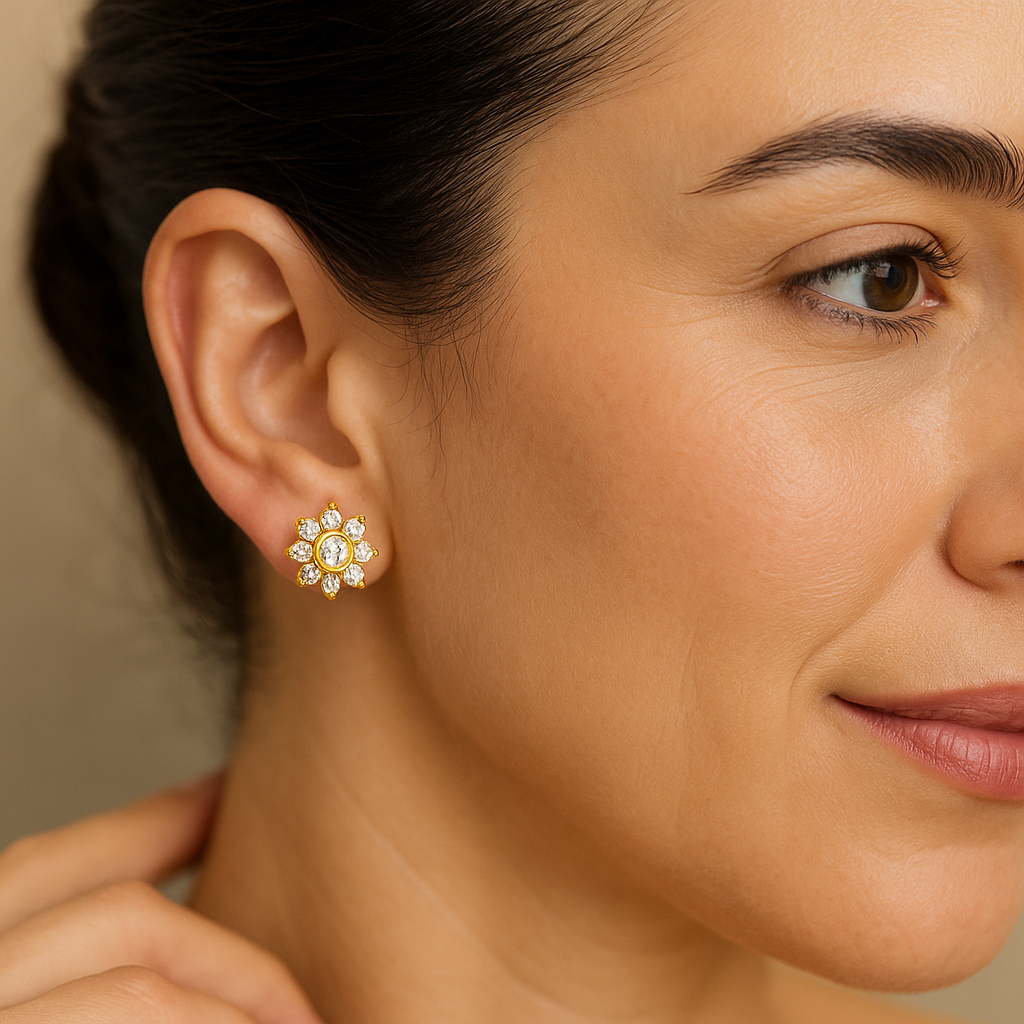 Brinco Glamour Dourado com Pedras de Zircônia