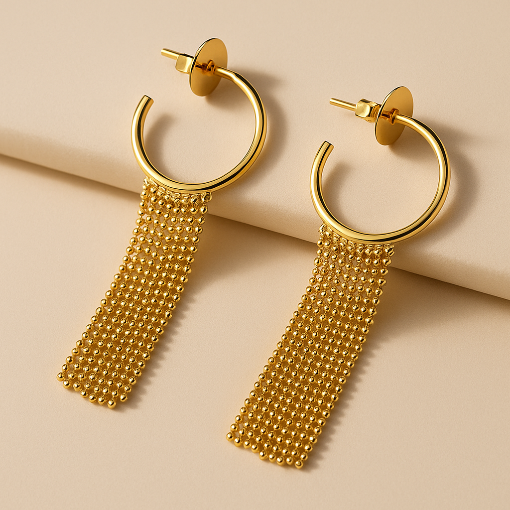 Brinco Giovana Dourado com Argola e Franja