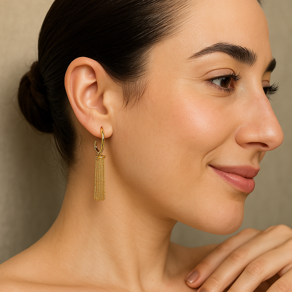 Brinco Giovana Dourado com Argola e Franja