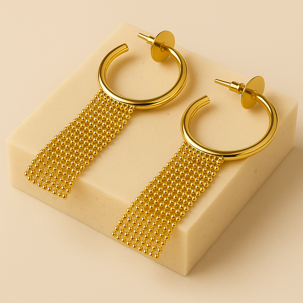 Brinco Giovana Dourado com Argola e Franja