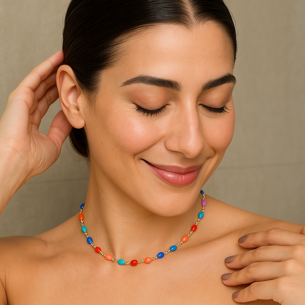 Choker Arco Dourada Colorida com Extensor