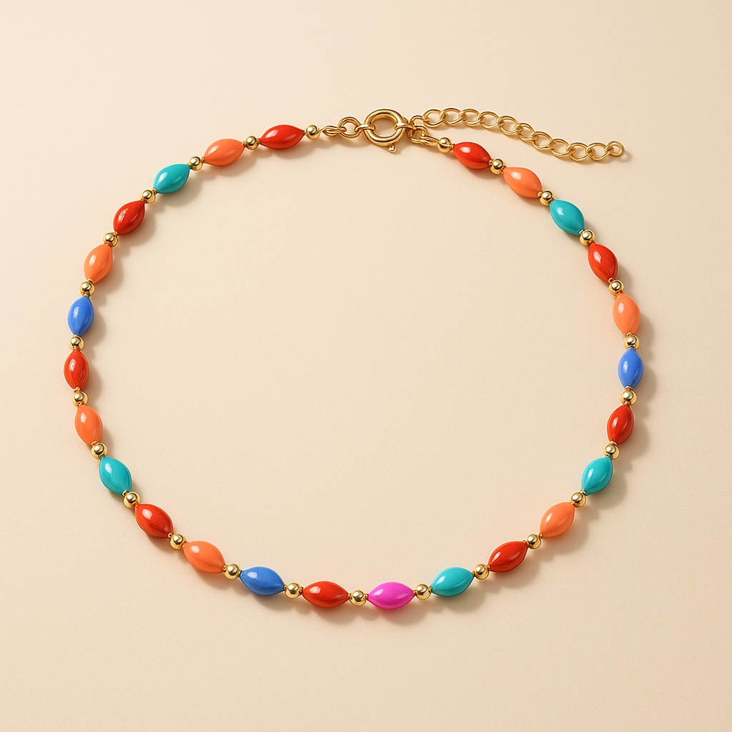 Choker Arco Dourada Colorida com Extensor
