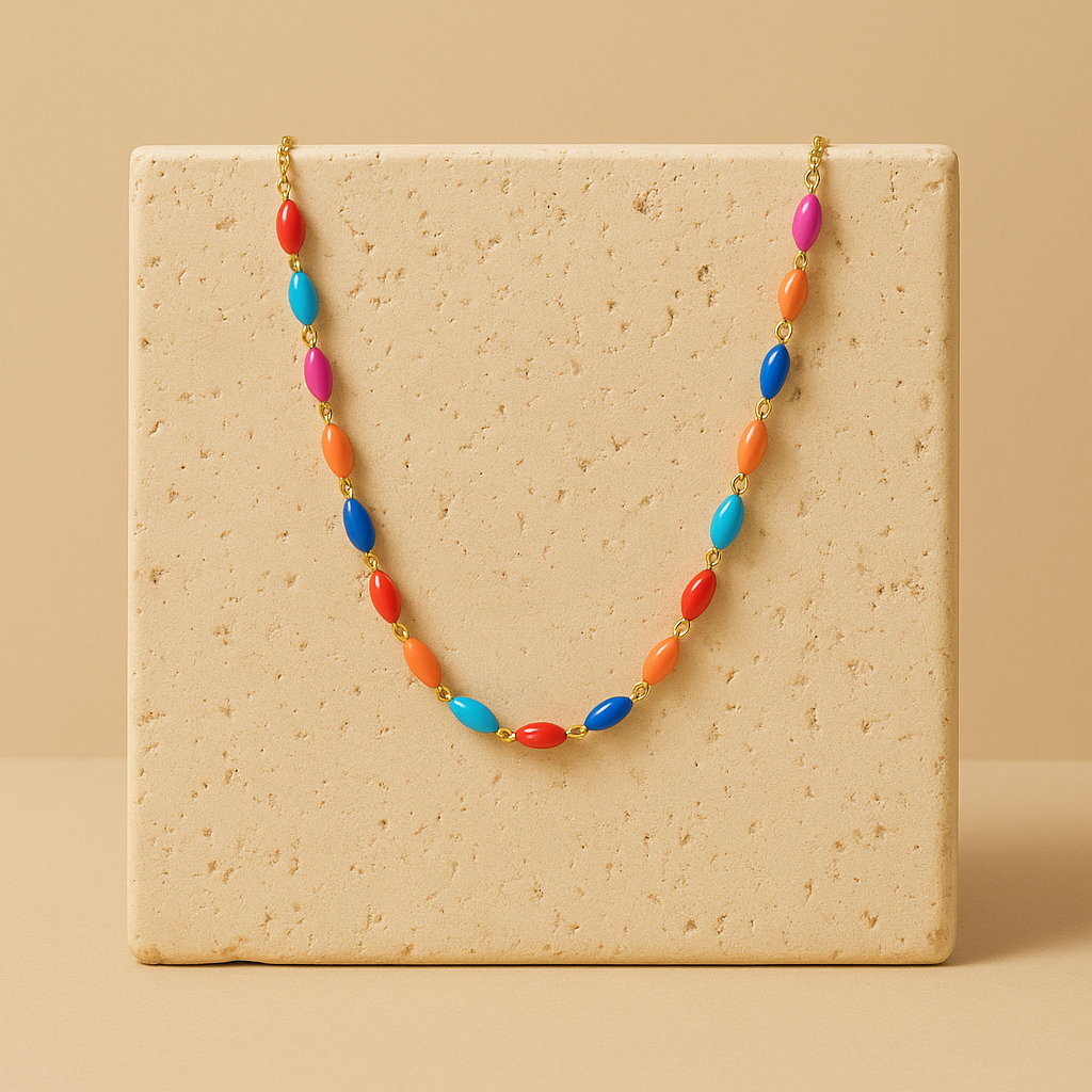 Choker Arco Dourada Colorida com Extensor