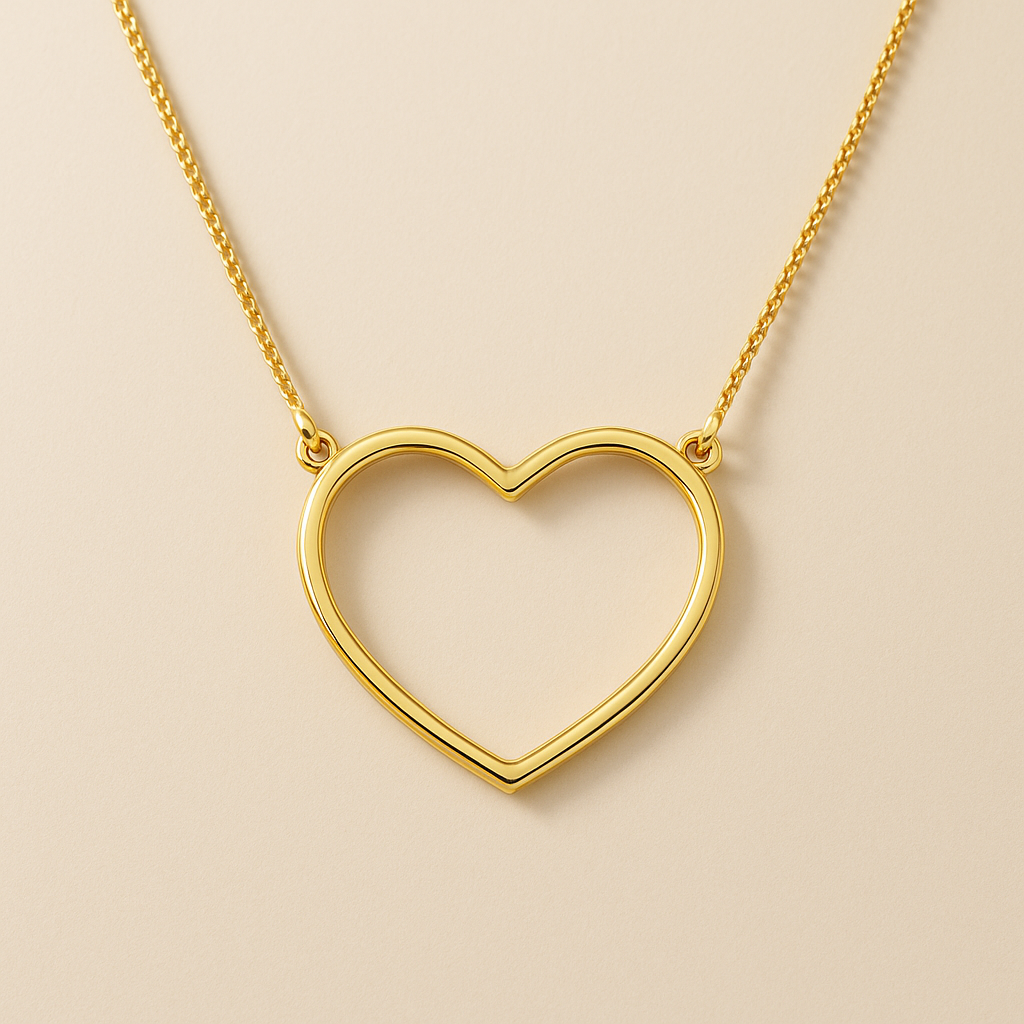 Colar Dourado de Coração Vazado Arco