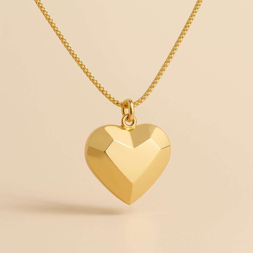 Colar Dourado de Coração Traços Retos