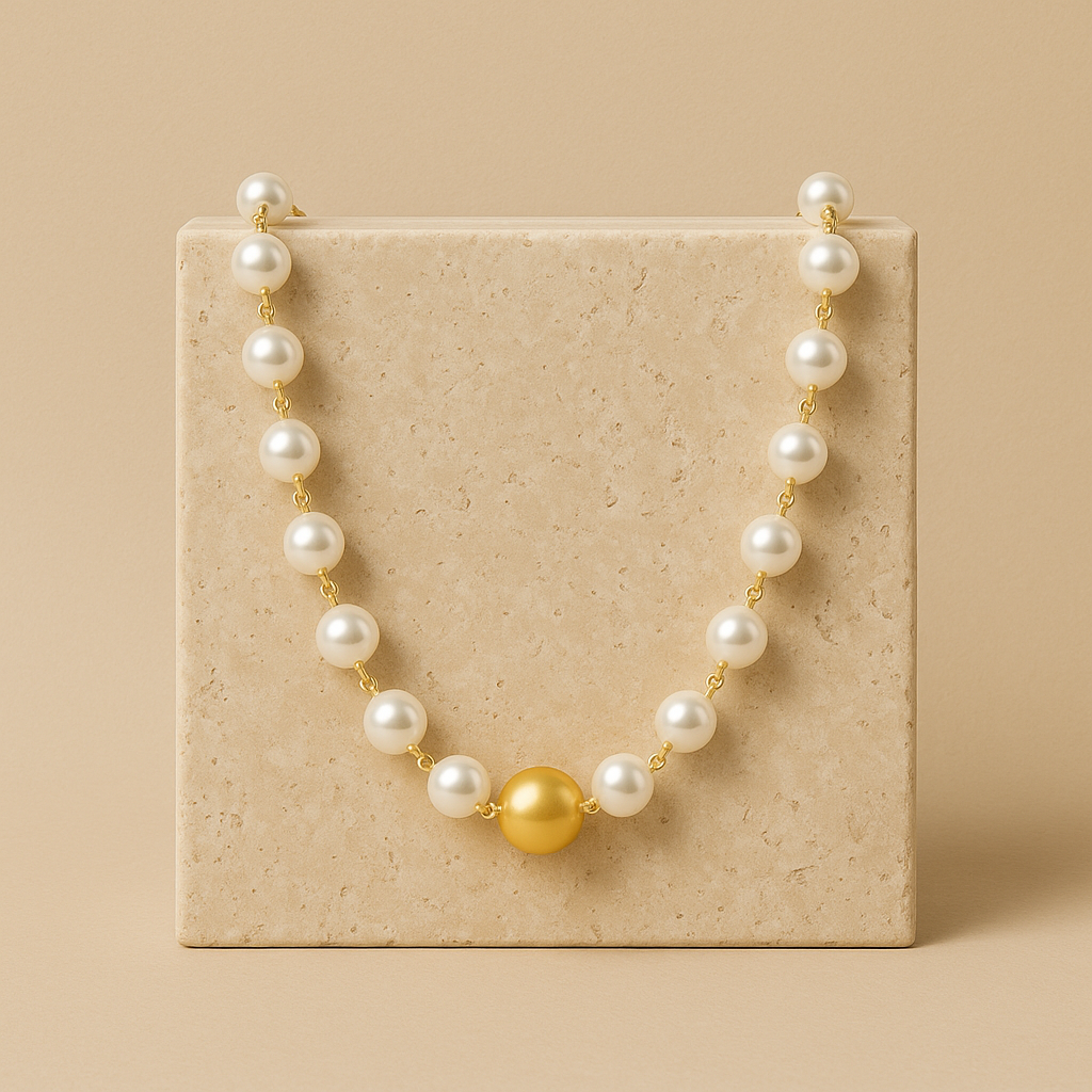 Colar Dourado de Pérolas