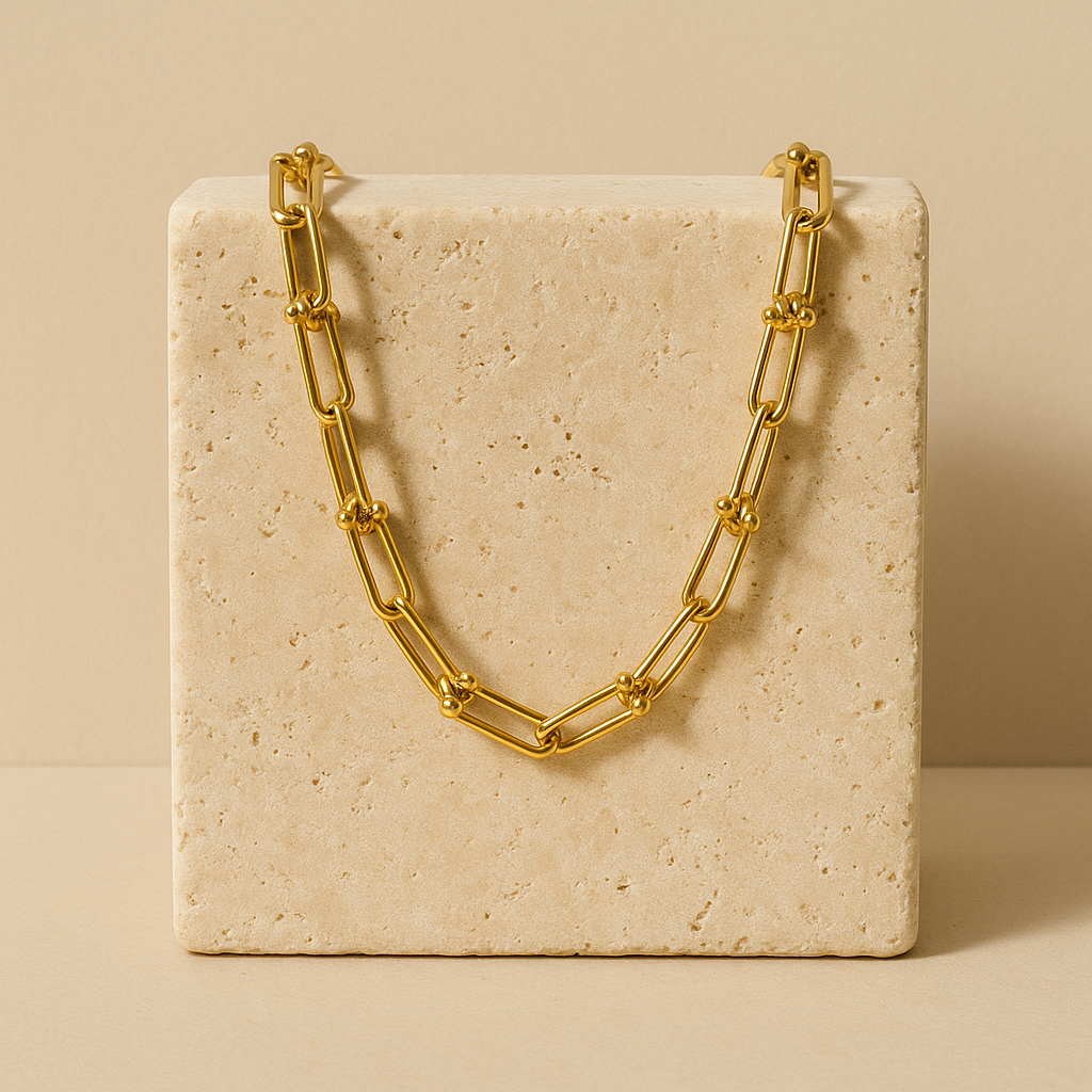 Colar Dourado Chocker Corrente Elos Largos