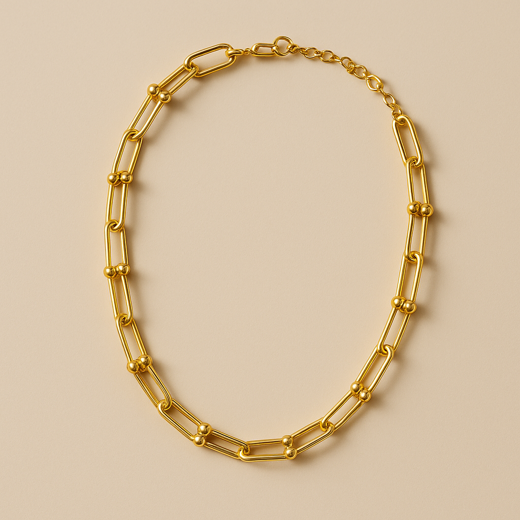 Colar Dourado Chocker Corrente Elos Largos