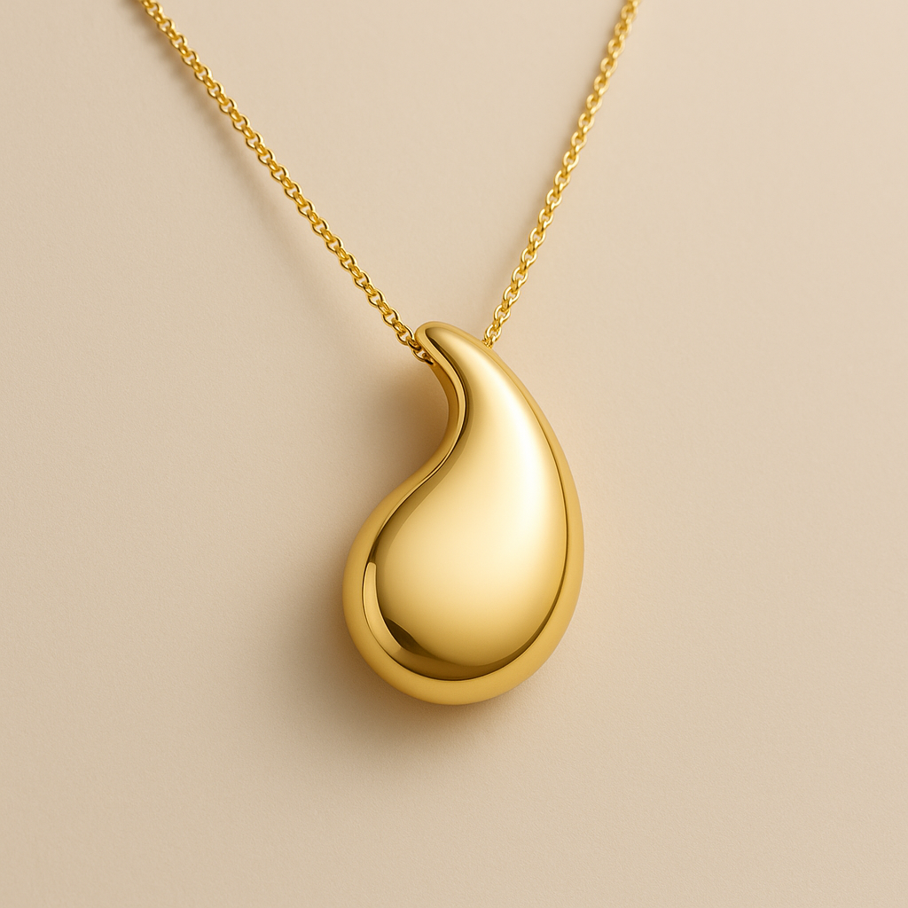 Colar Dourado de Gota Curvada