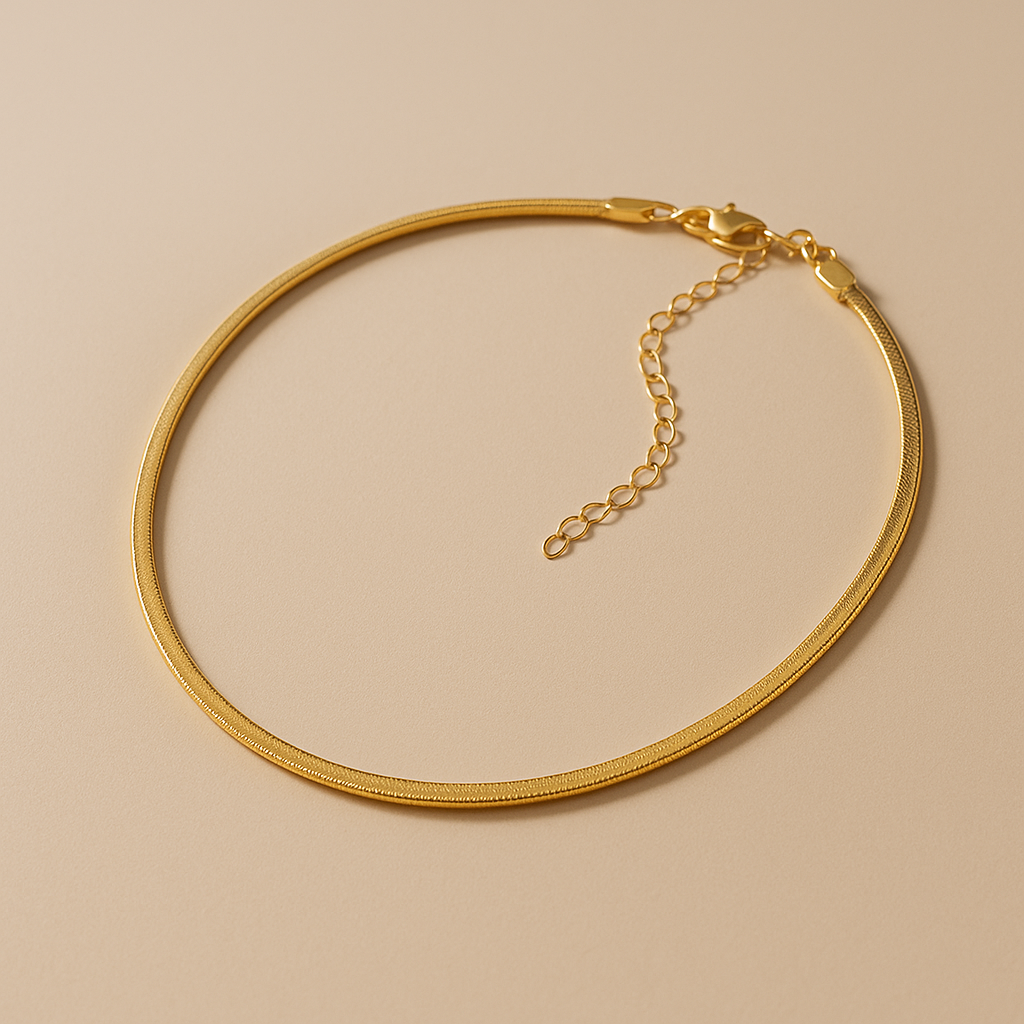 Colar Choker de Fita Dourado