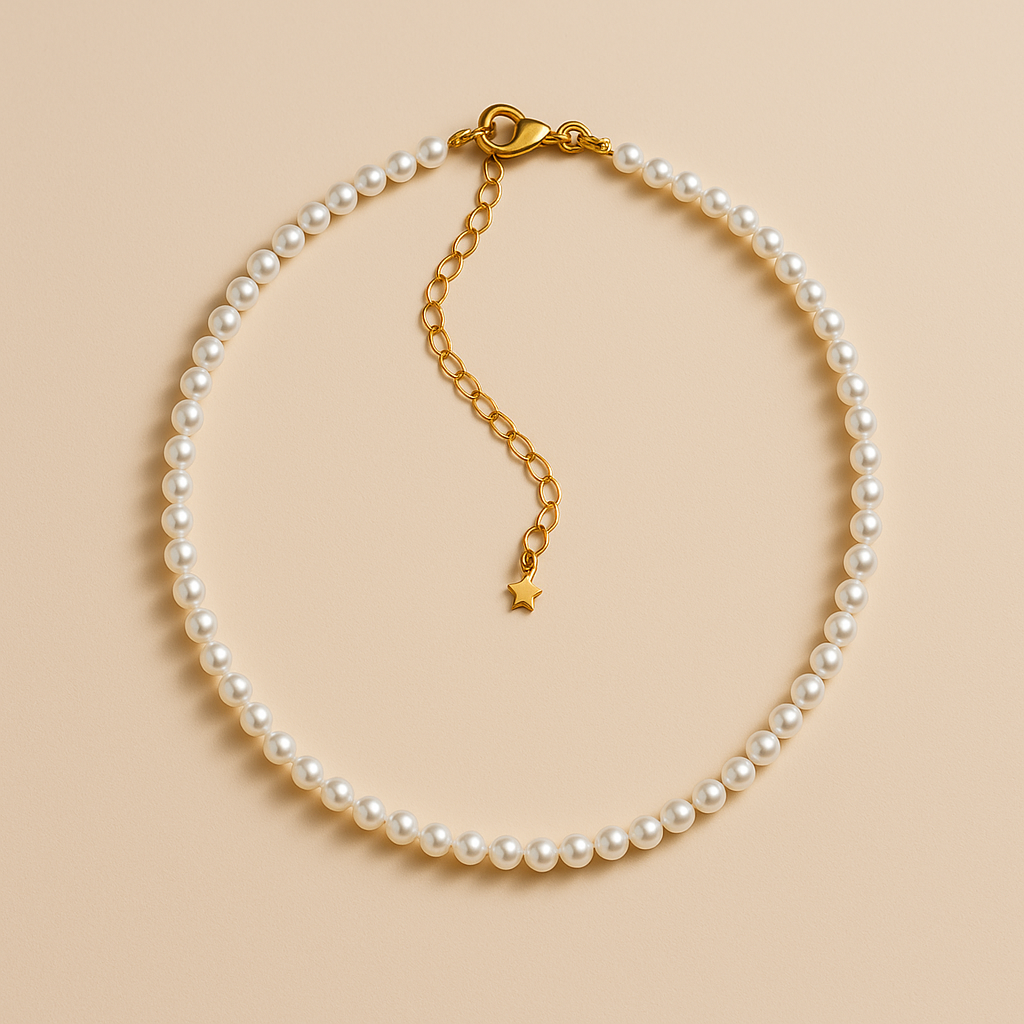 Colar Choker de Pérolas Dourado
