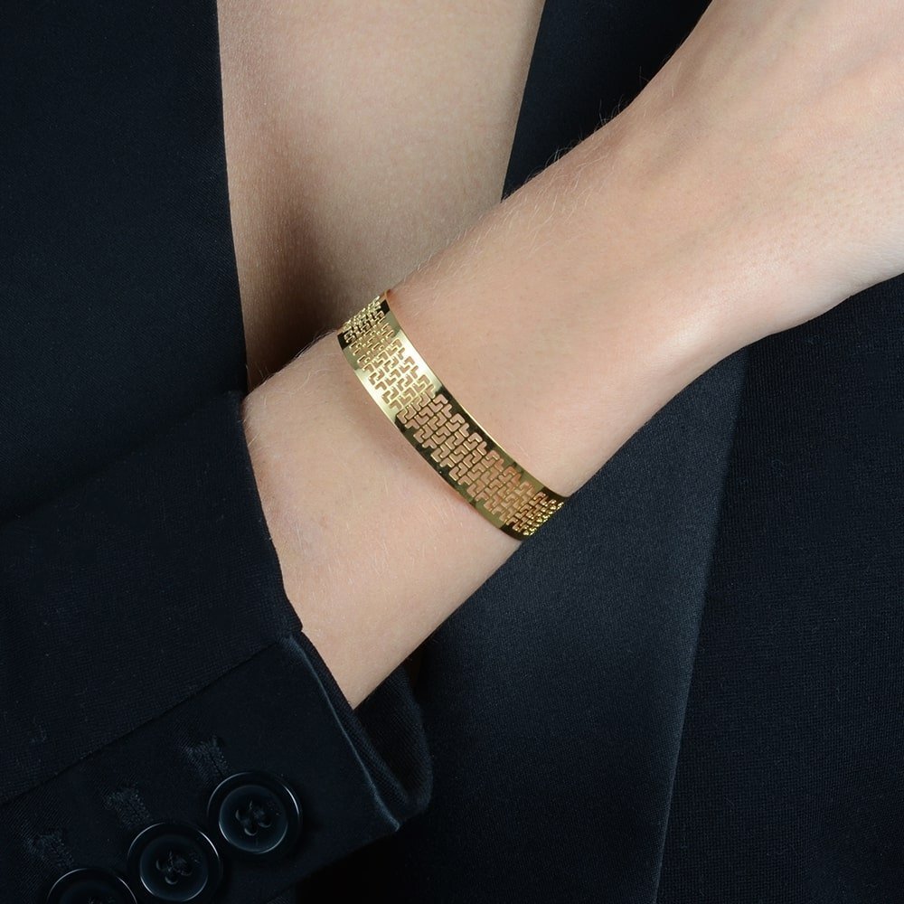 Bracelete Mykonos Dourado com Renda Vazado