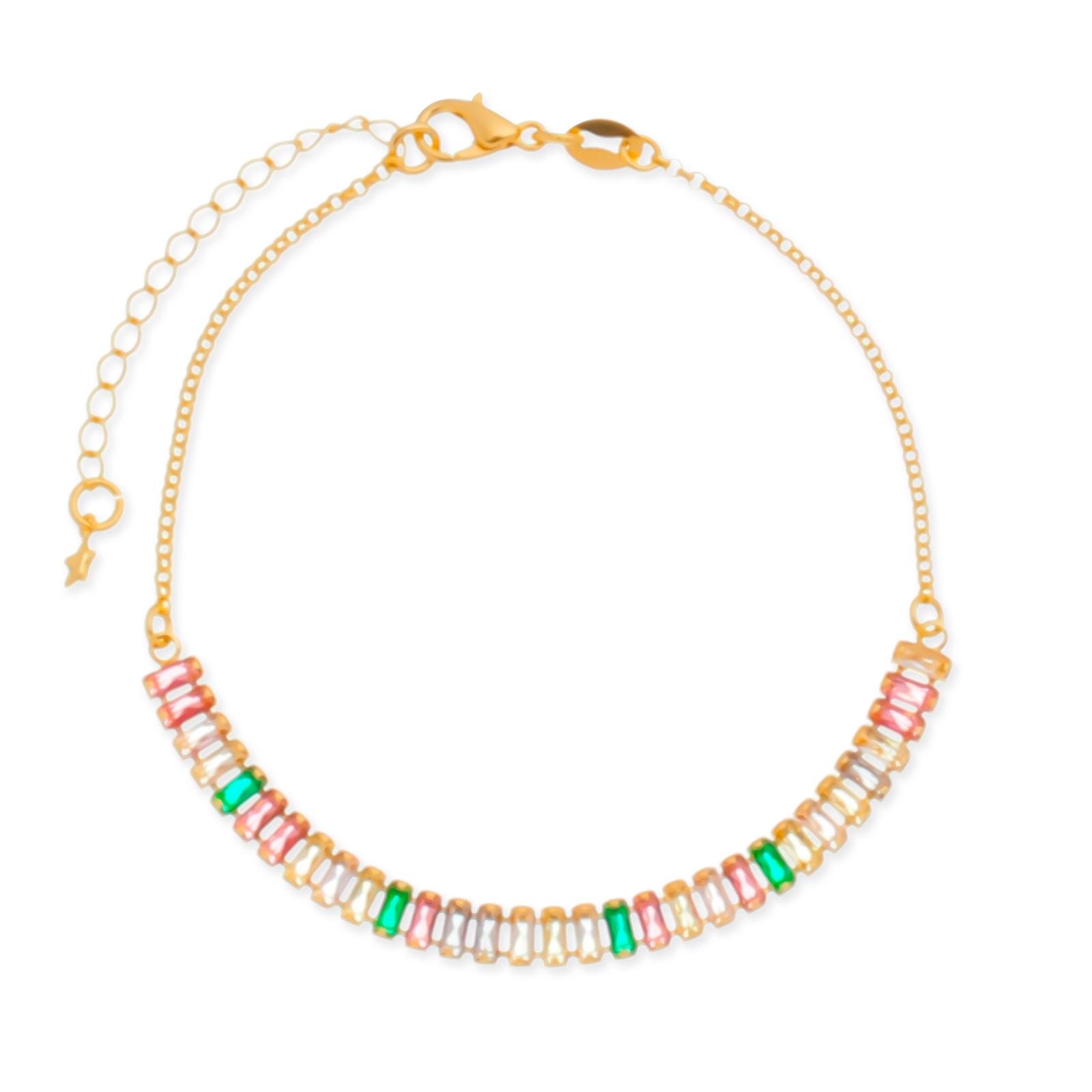 Pulseira Mariah Dourada com Pedras Coloridas